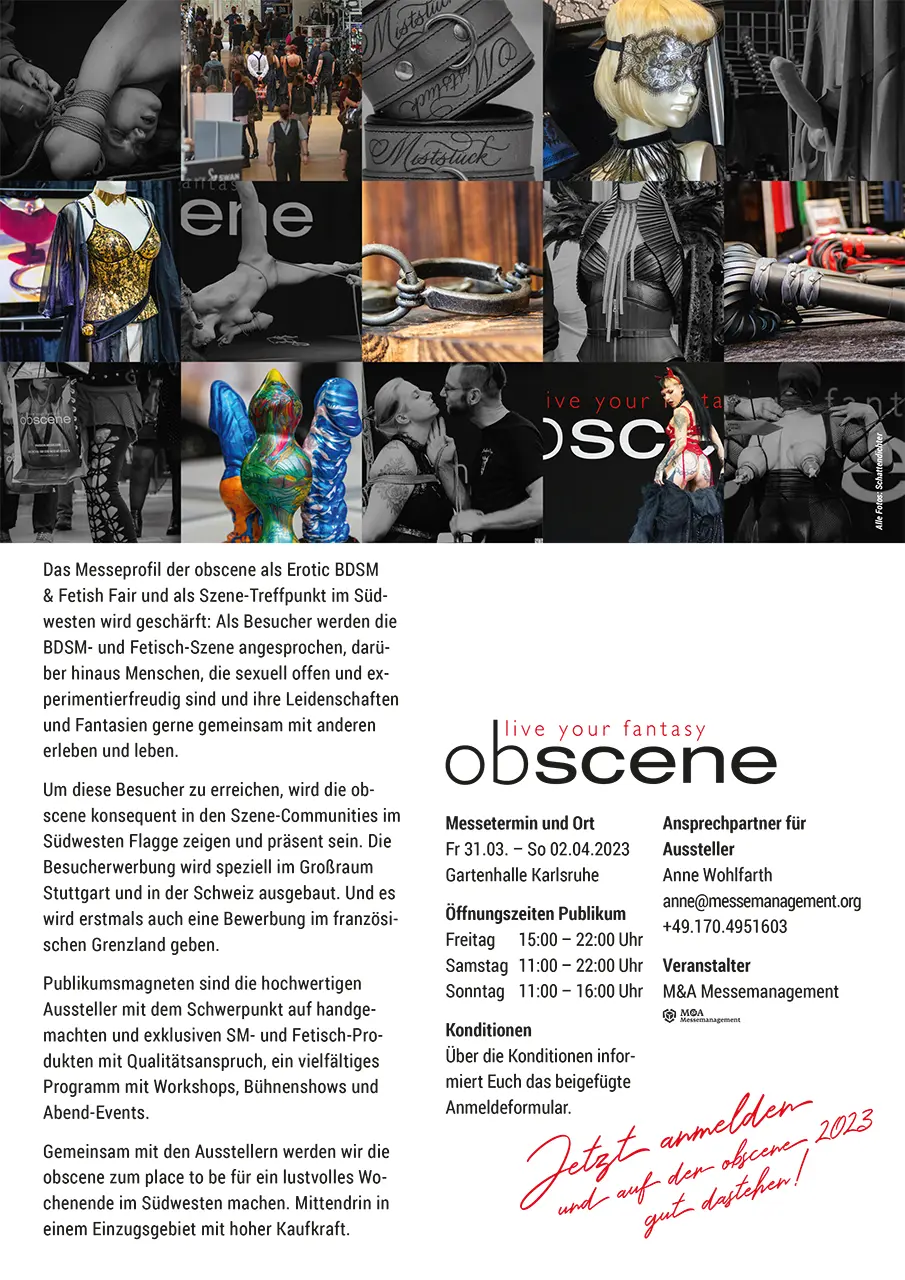 Becoming an exhibitor - obscene Messe